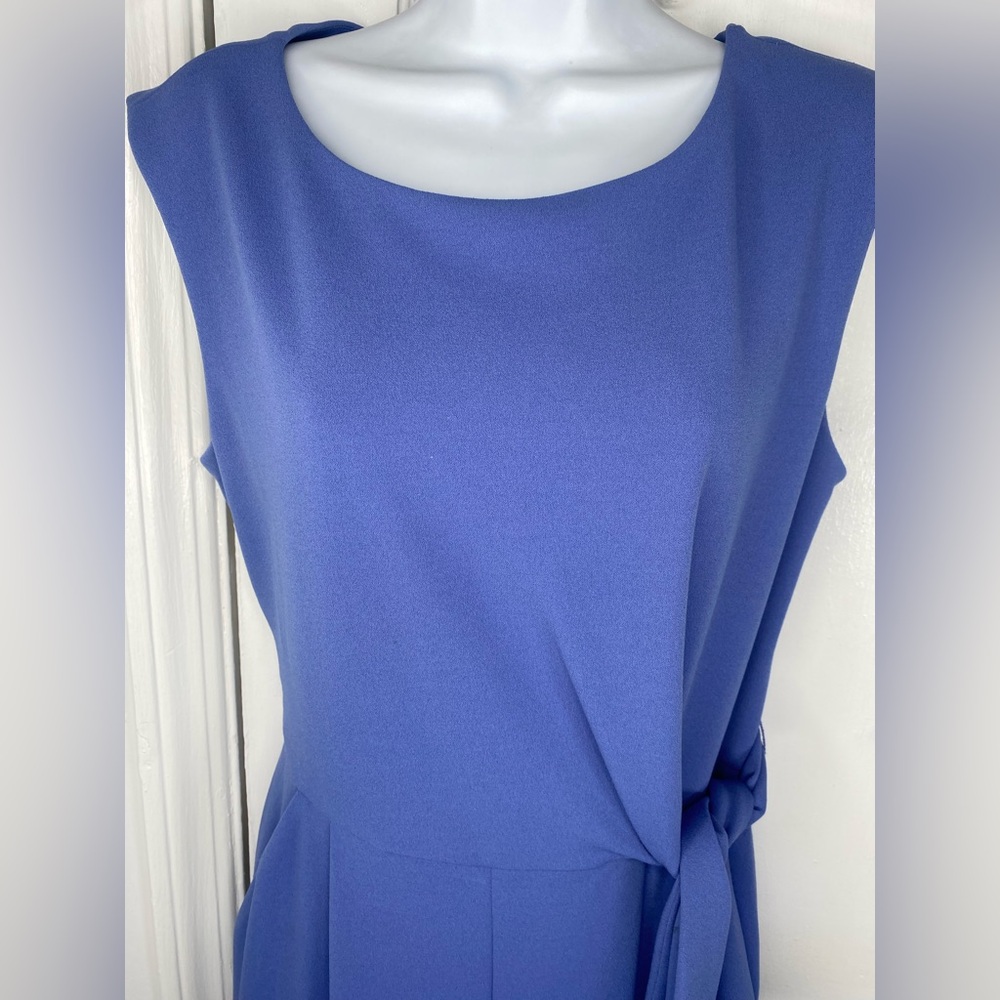 Tahari ASL 8 Macys Periwinkle Blue Sleeveless Tie-Waist Jumpsuit w Pockets - Picture 2 of 7